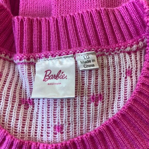 Classic BARBIE Mattel 2023 Pink Fall Winter Christmas Holiday Sweater -NWOT - L - Picture 6 of 11